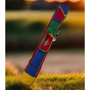 Vtg United Colors Of Benetton Bag Golf Cover Hockey 45” Nylon Colorblock